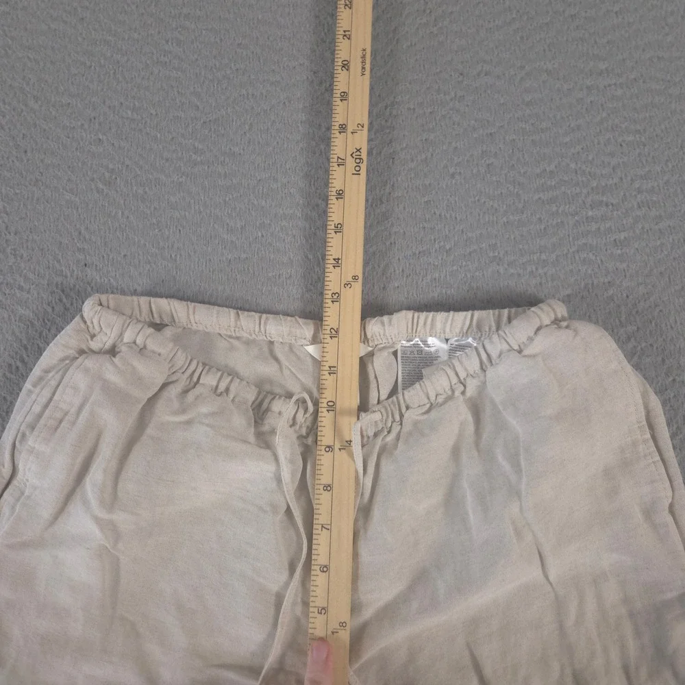 H&M Pants‎ Womens Small Straight-Leg Linen-Blend Drawstring Elastic Waist Pocket